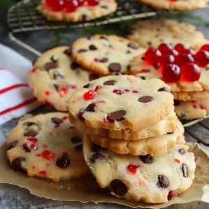 Christmas Maraschino Cherry Shortbread Cookies