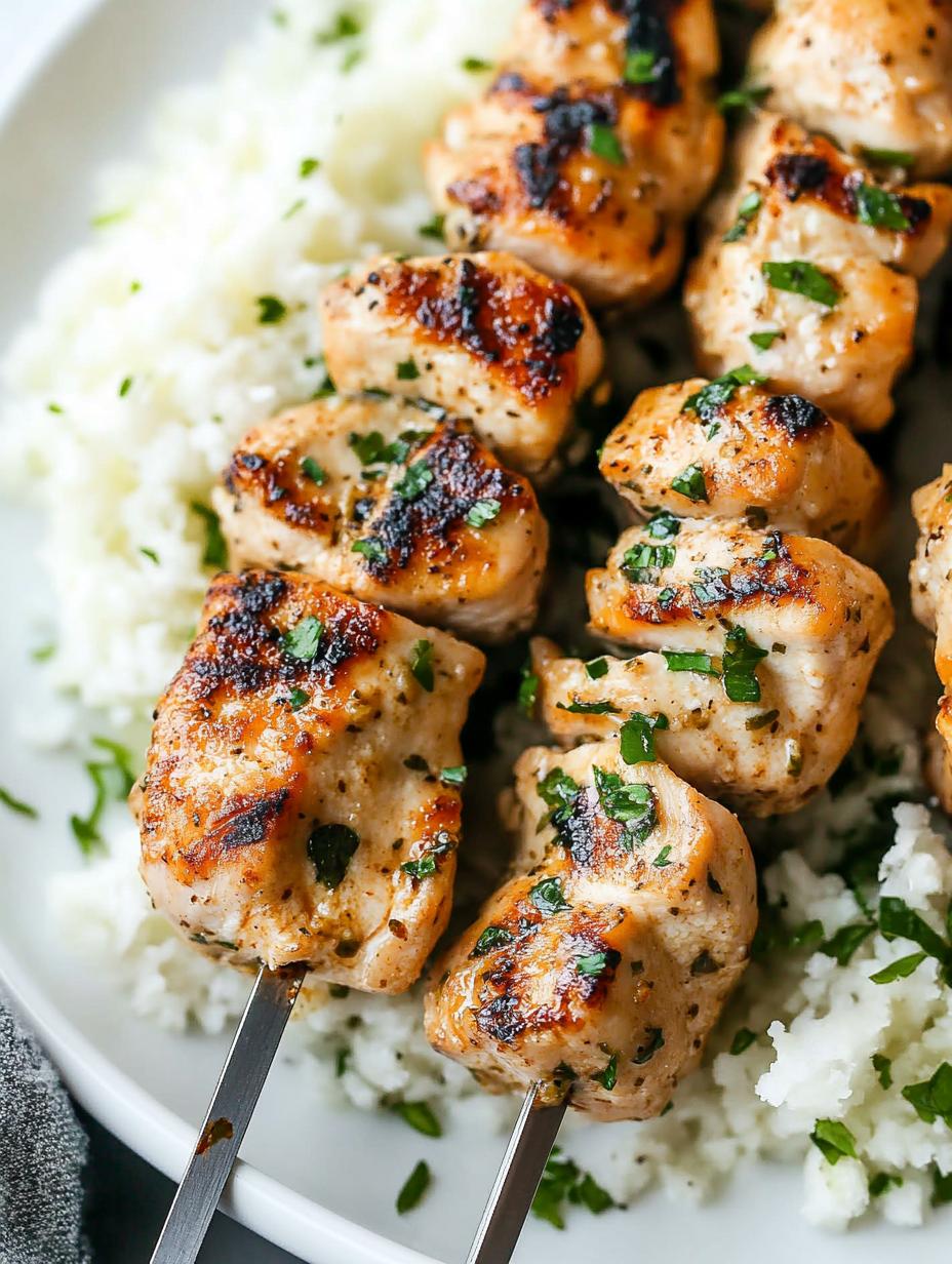 Garlic Parmesan Chicken Skewers