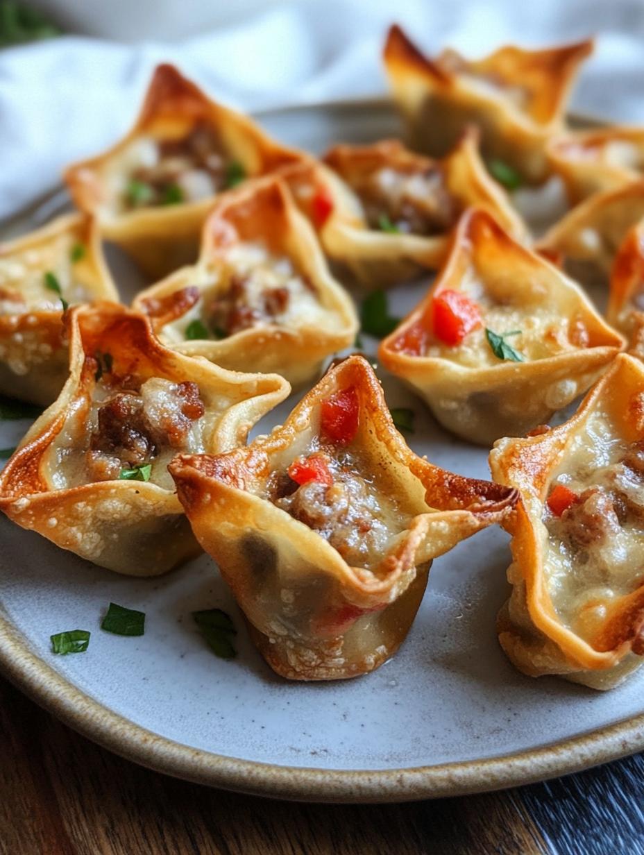 Baked Sausage and Pepper Jack Wontons