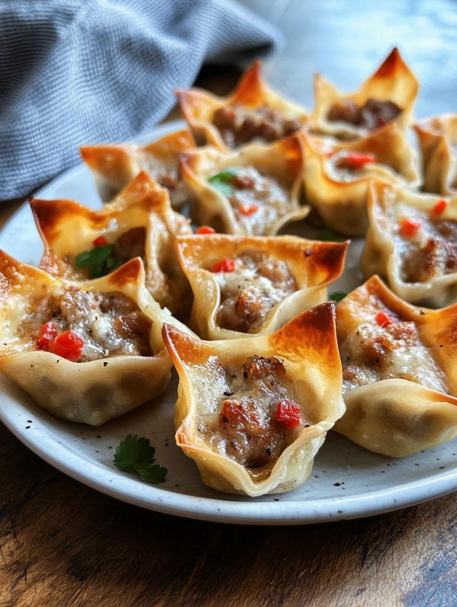 Baked Sausage and Pepper Jack Wontons