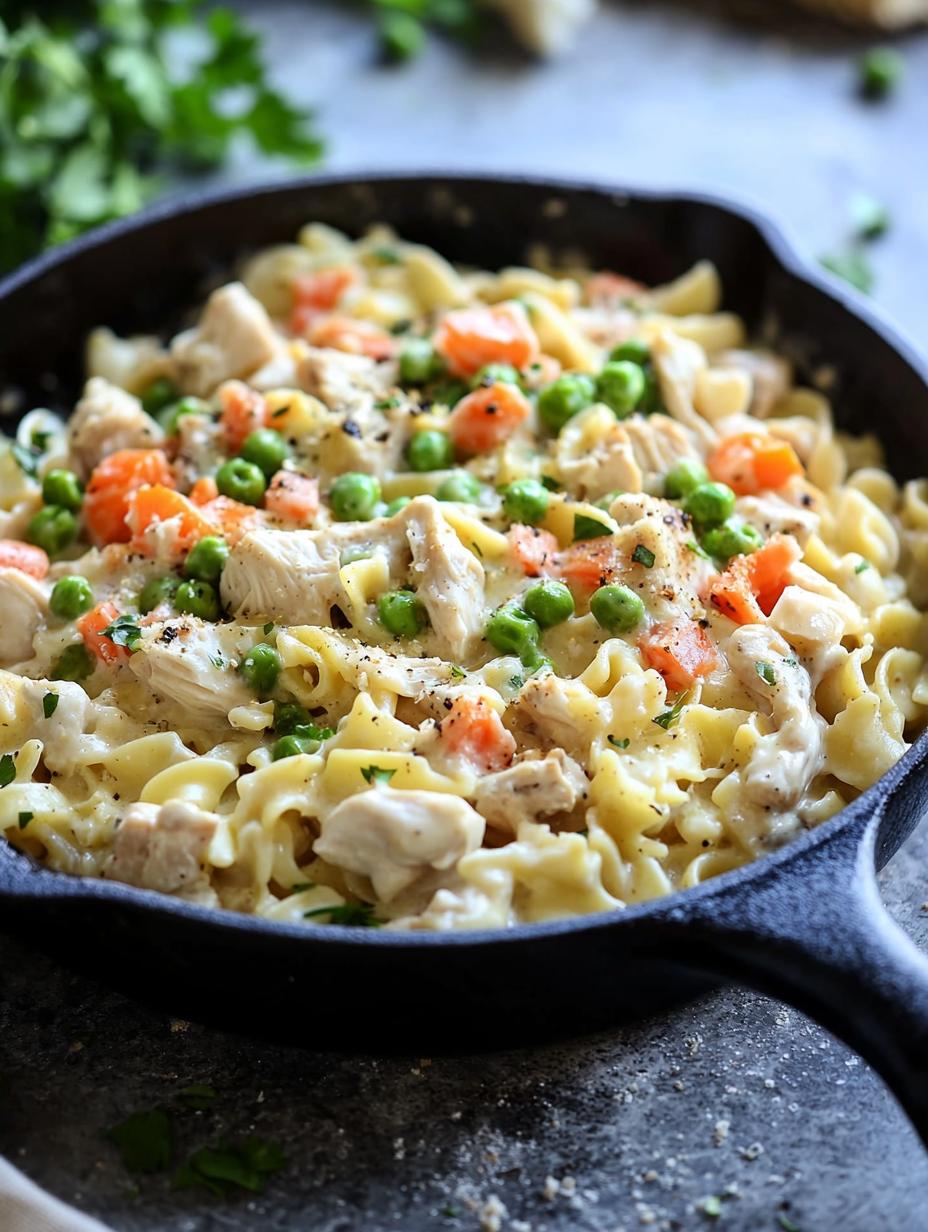 Chicken Pot Pie Noodle Skillet