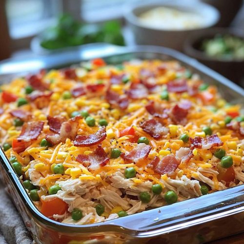 Confetti Chicken Casserole with Bacon