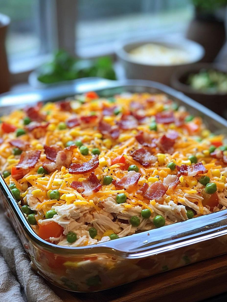 Confetti Chicken Casserole with Bacon 