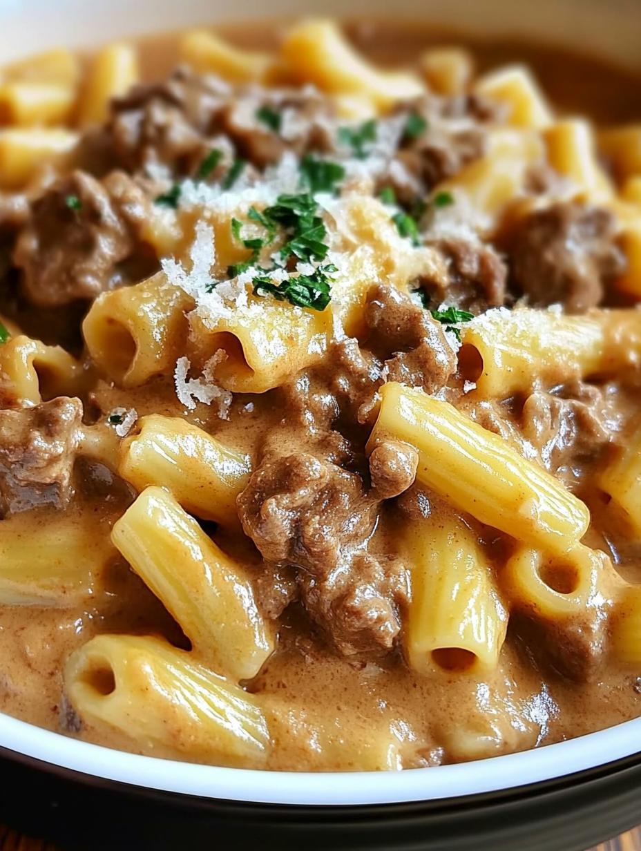 Creamy Slow Cooker Beef Pasta