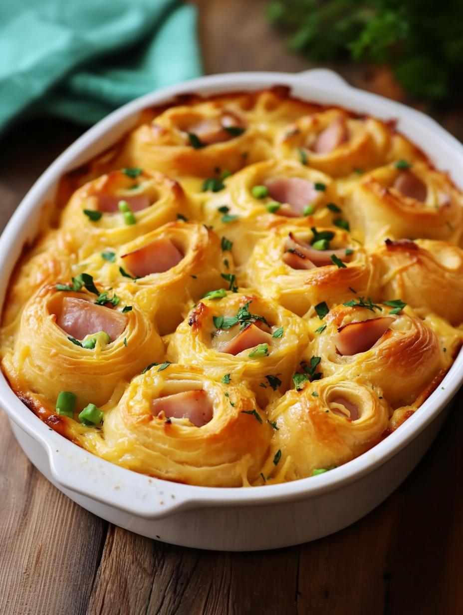 Ham and Cheese Crescent Rolls Casserole