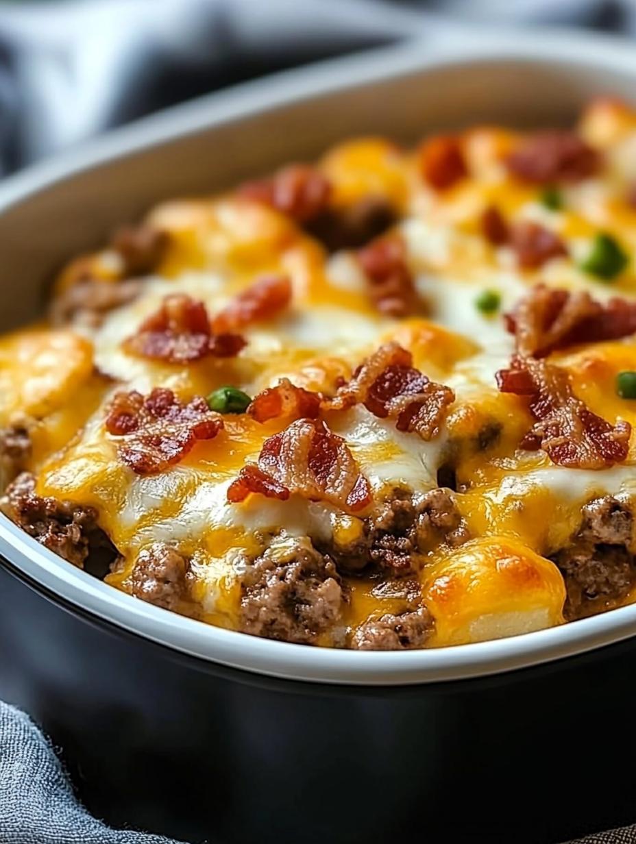 Slow Cooker Bacon Cheeseburger Casserole