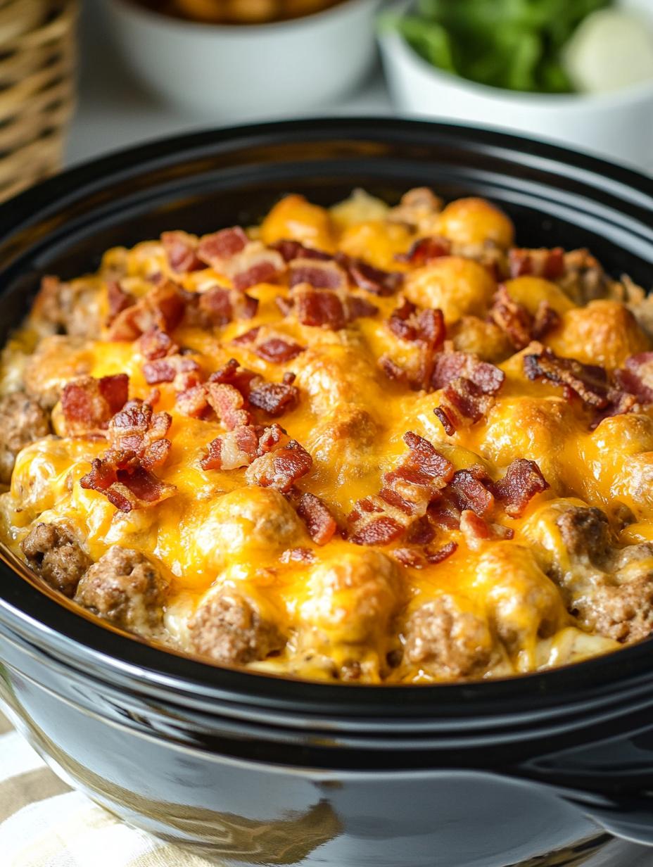 Slow Cooker Bacon Cheeseburger Casserole