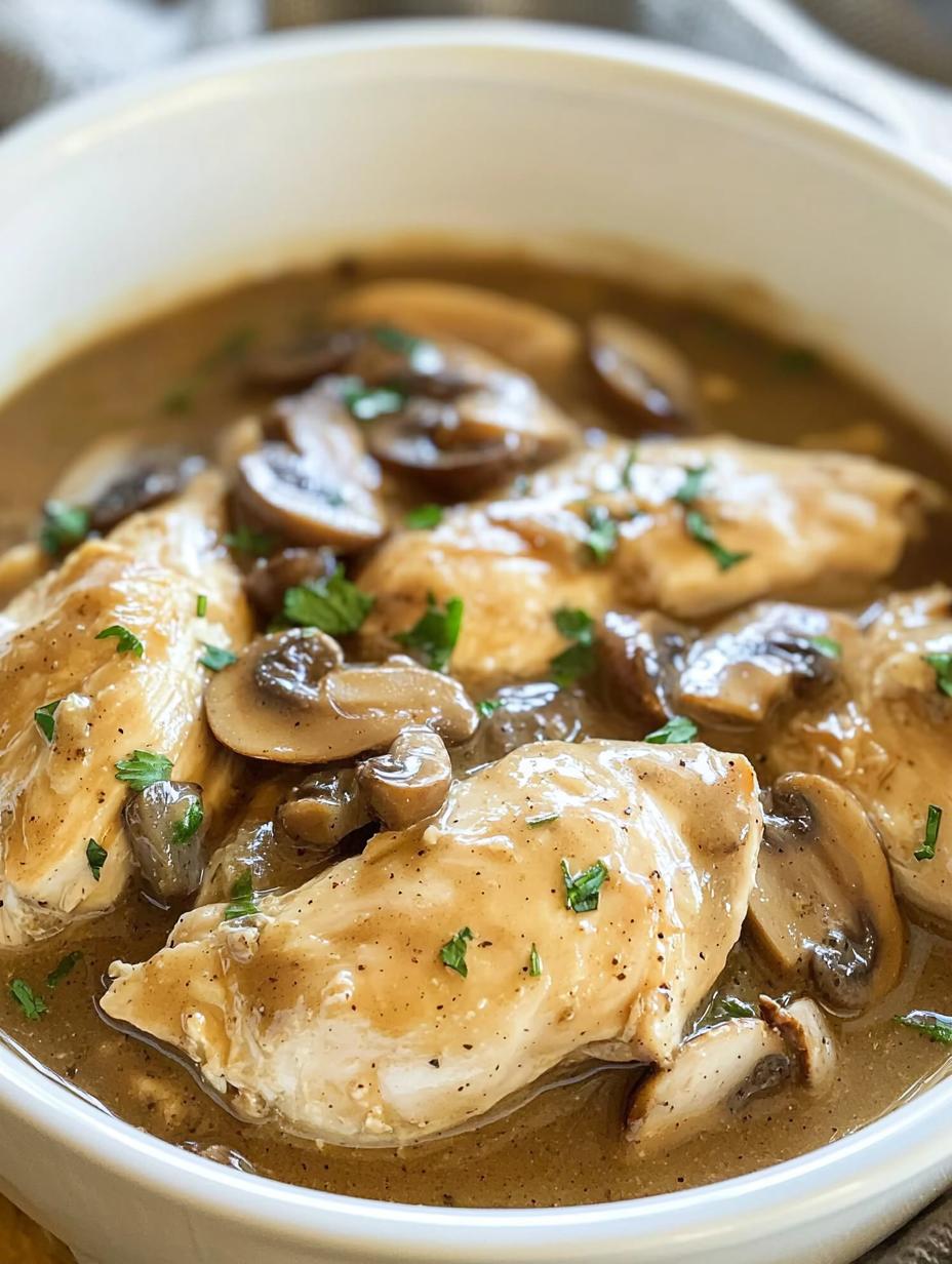 Slow Cooker Chicken with Mushroom Gravy