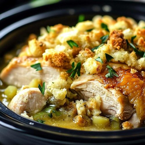 4-Ingredient Slow Cooker Chicken with Stuffing