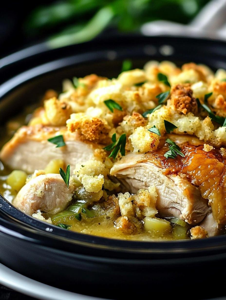 4-Ingredient Slow Cooker Chicken with Stuffing