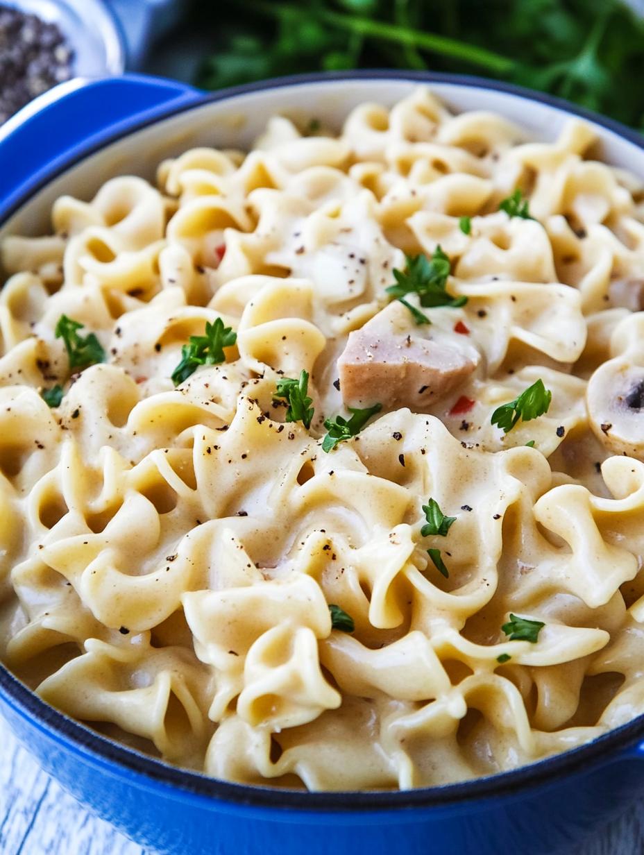 Slow Cooker Creamy Cafeteria Noodles