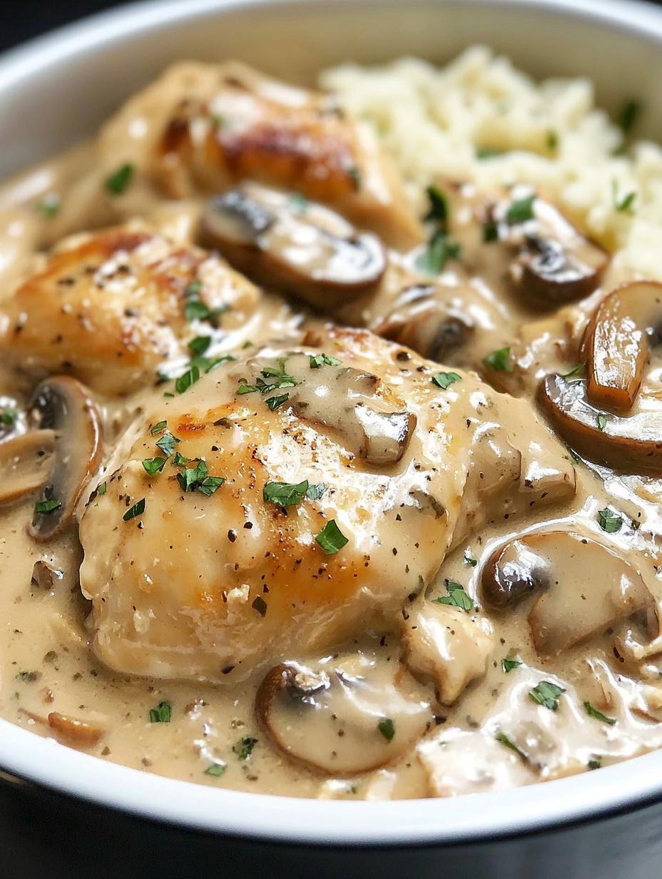 Slow Cooker Creamy Mushroom Chicken