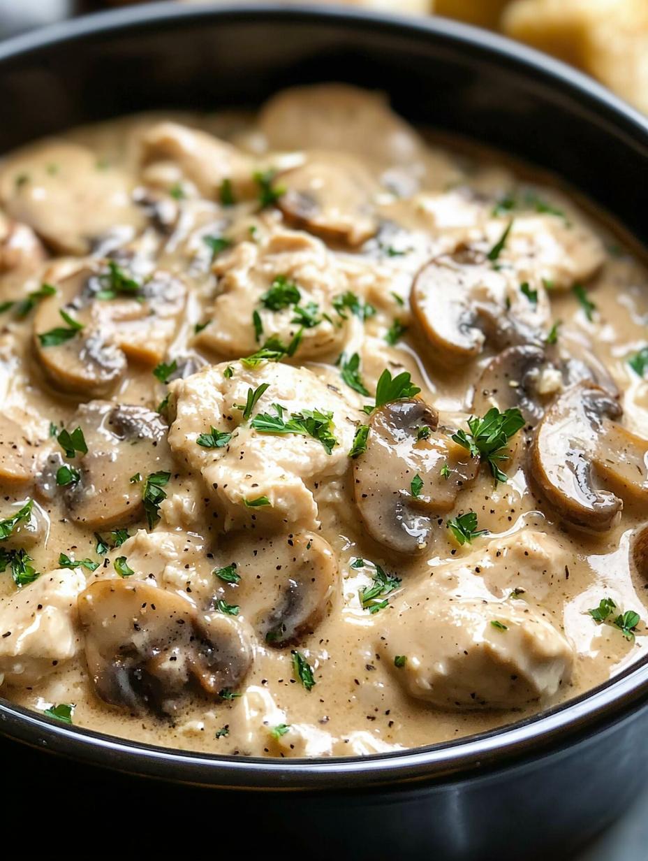 Slow Cooker Creamy Mushroom Chicken