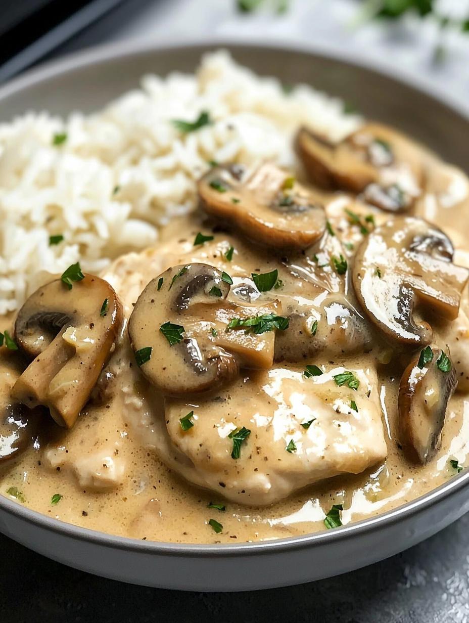 Slow Cooker Creamy Mushroom Chicken