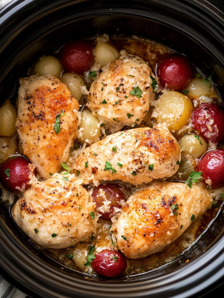 Slow Cooker Garlic Parmesan Chicken Thighs