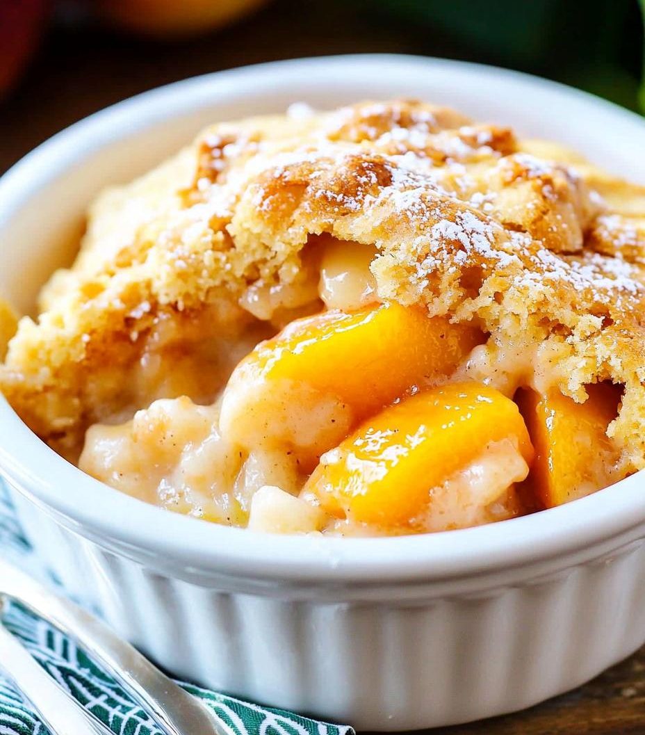 Easy Peasy Slow Cooker Peach Cobbler