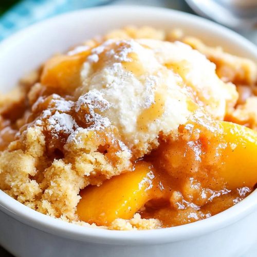 Easy Peasy Slow Cooker Peach Cobbler