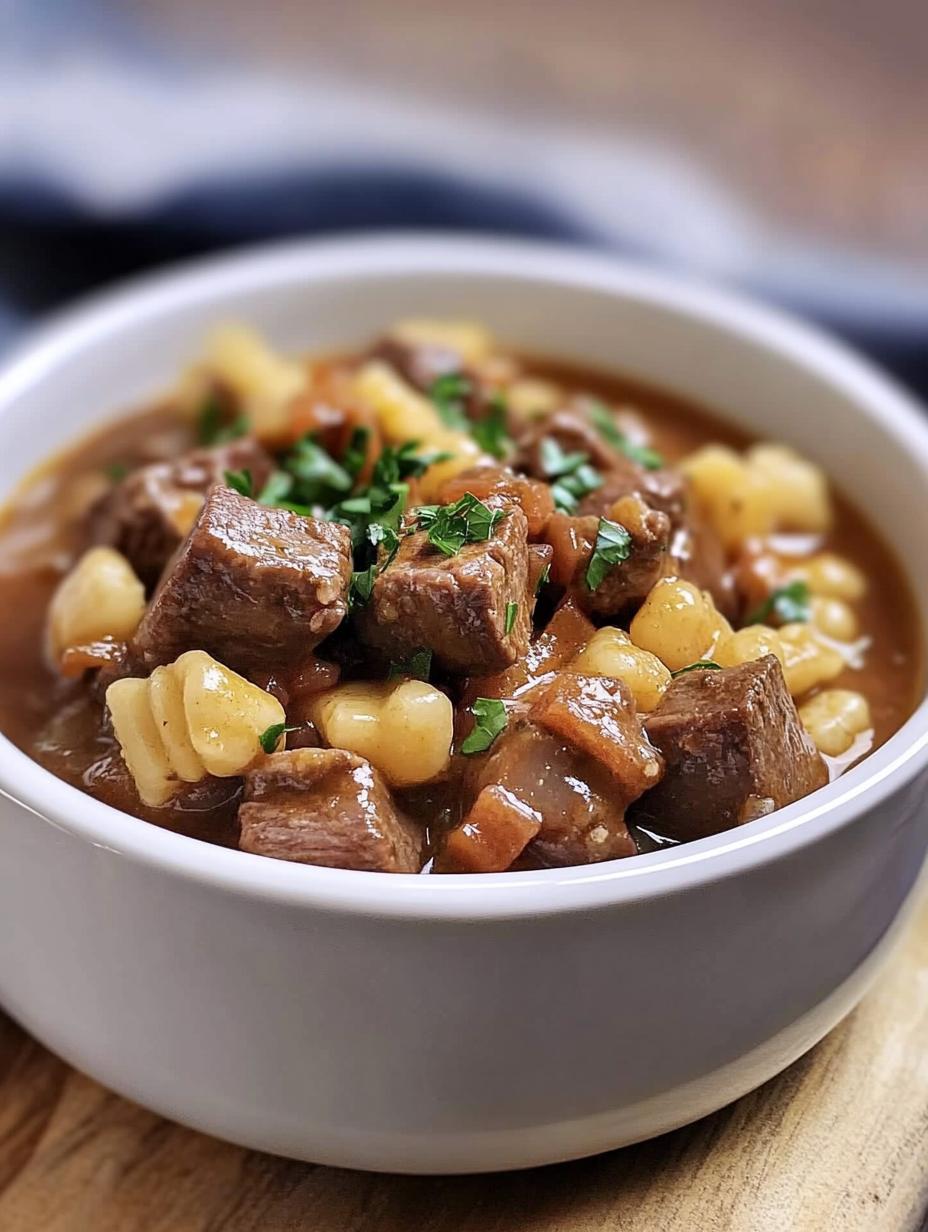 Slow Cooker Beef and Pasta Stew