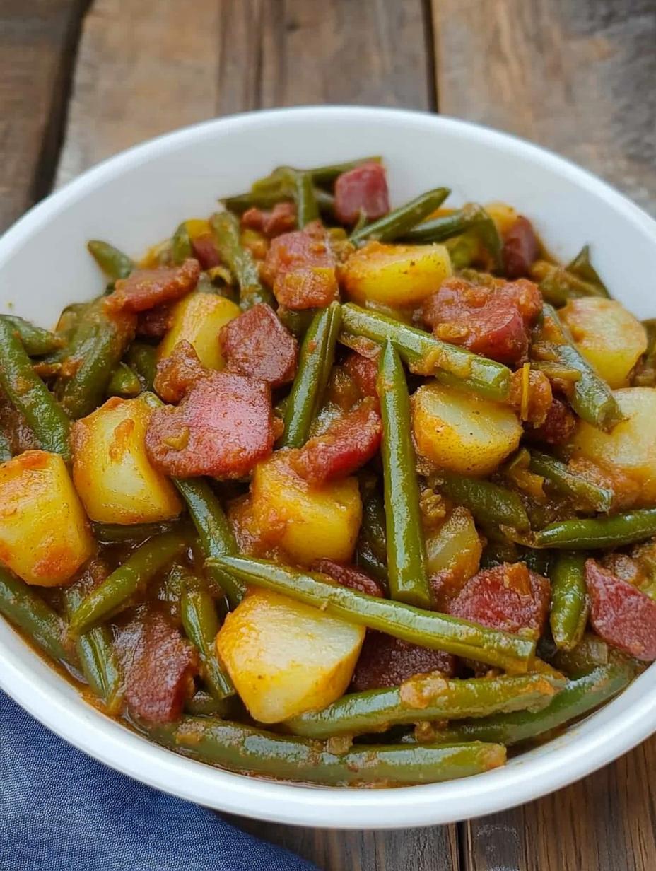 Smothered Green Beans with Potatoes 