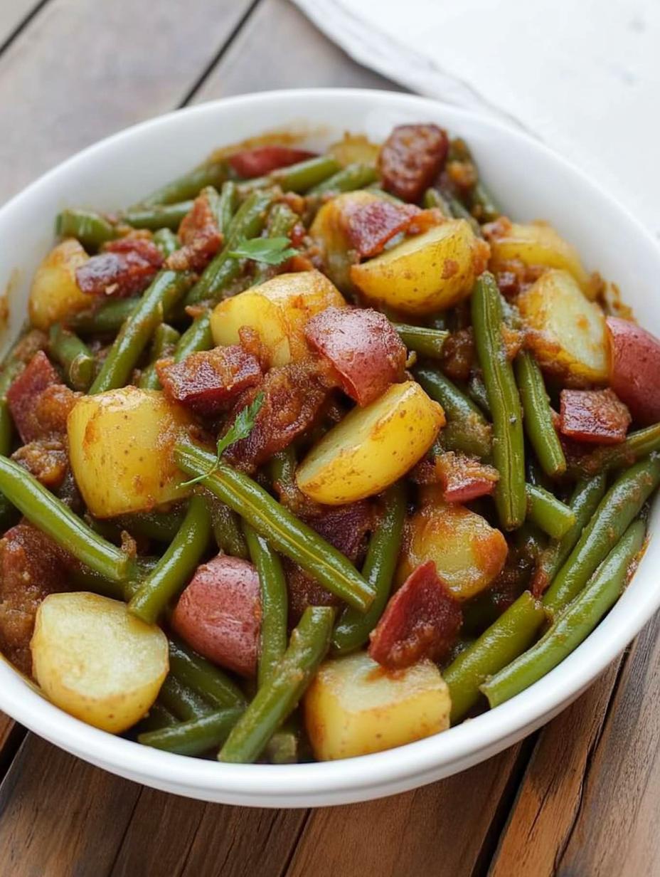 Smothered Green Beans with Potatoes 