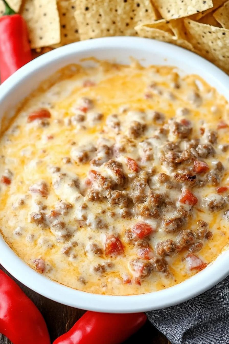 Spicy sausage cheese dip