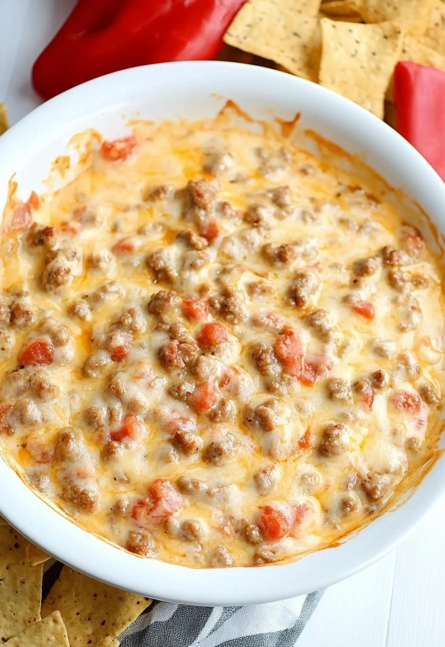 Spicy sausage cheese dip