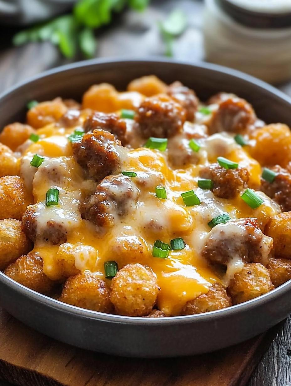 Tater Tot Sausage Breakfast Bowl with Gravy