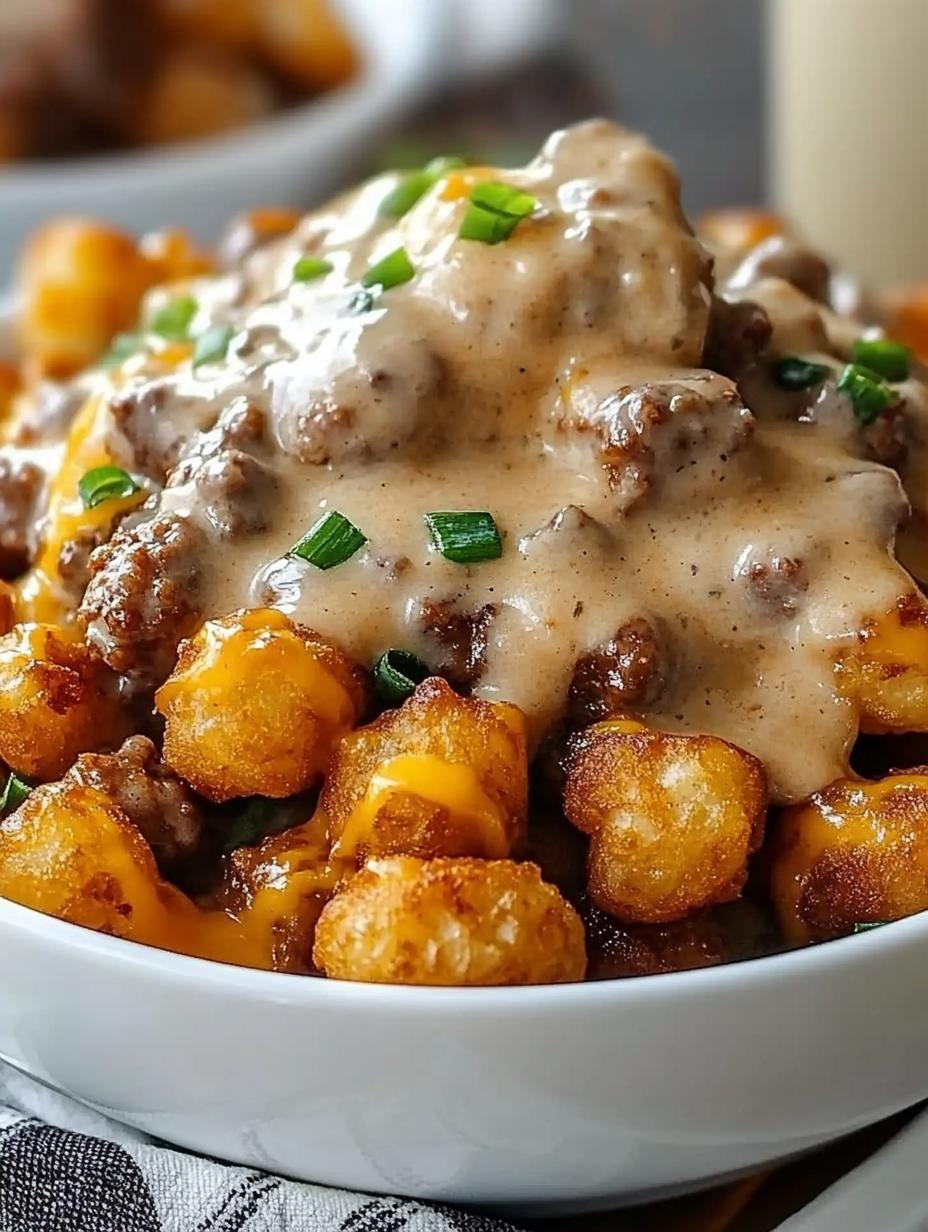 Tater Tot Sausage Breakfast Bowl with Gravy