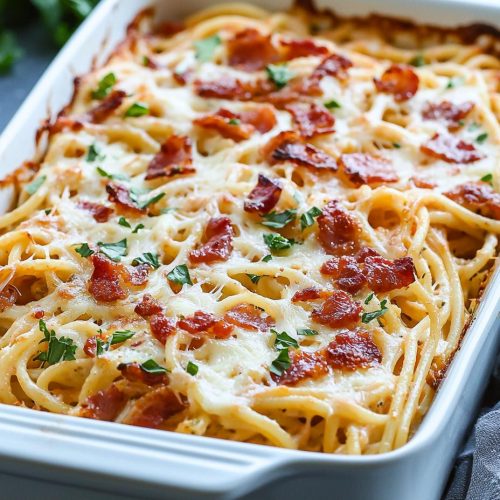 Bacon Cream Cheese Baked Spaghetti