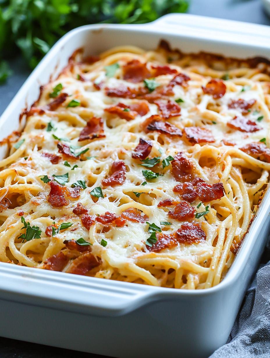 Bacon Cream Cheese Baked Spaghetti