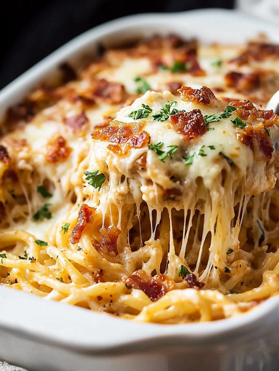 Bacon Cream Cheese Baked Spaghetti