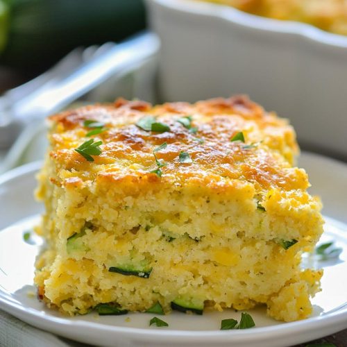 Cheesy Zucchini Cornbread Casserole