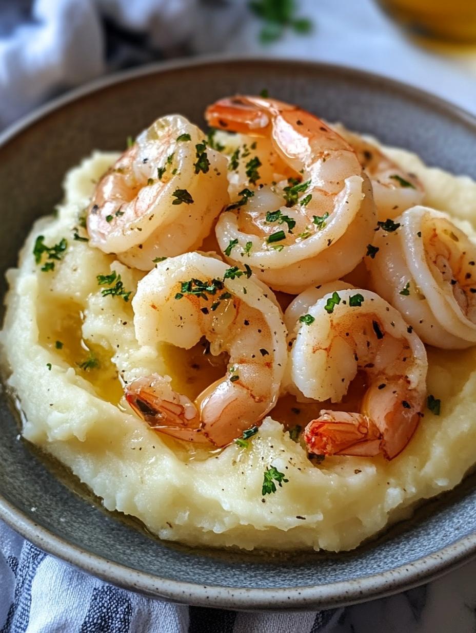 Garlic Butter Shrimp and Mashed Potatoes