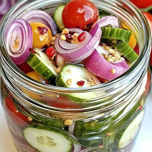 Pickled Cherry Tomatoes, Red Onions, and Cucumbers