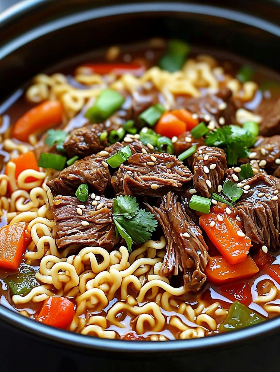 Slow Cooker Beef Ramen Noodles