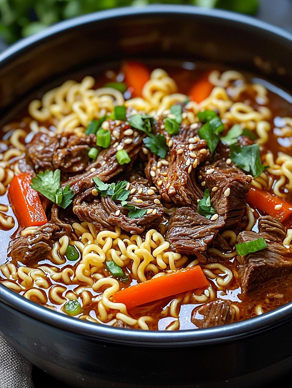 Slow Cooker Beef Ramen Noodles