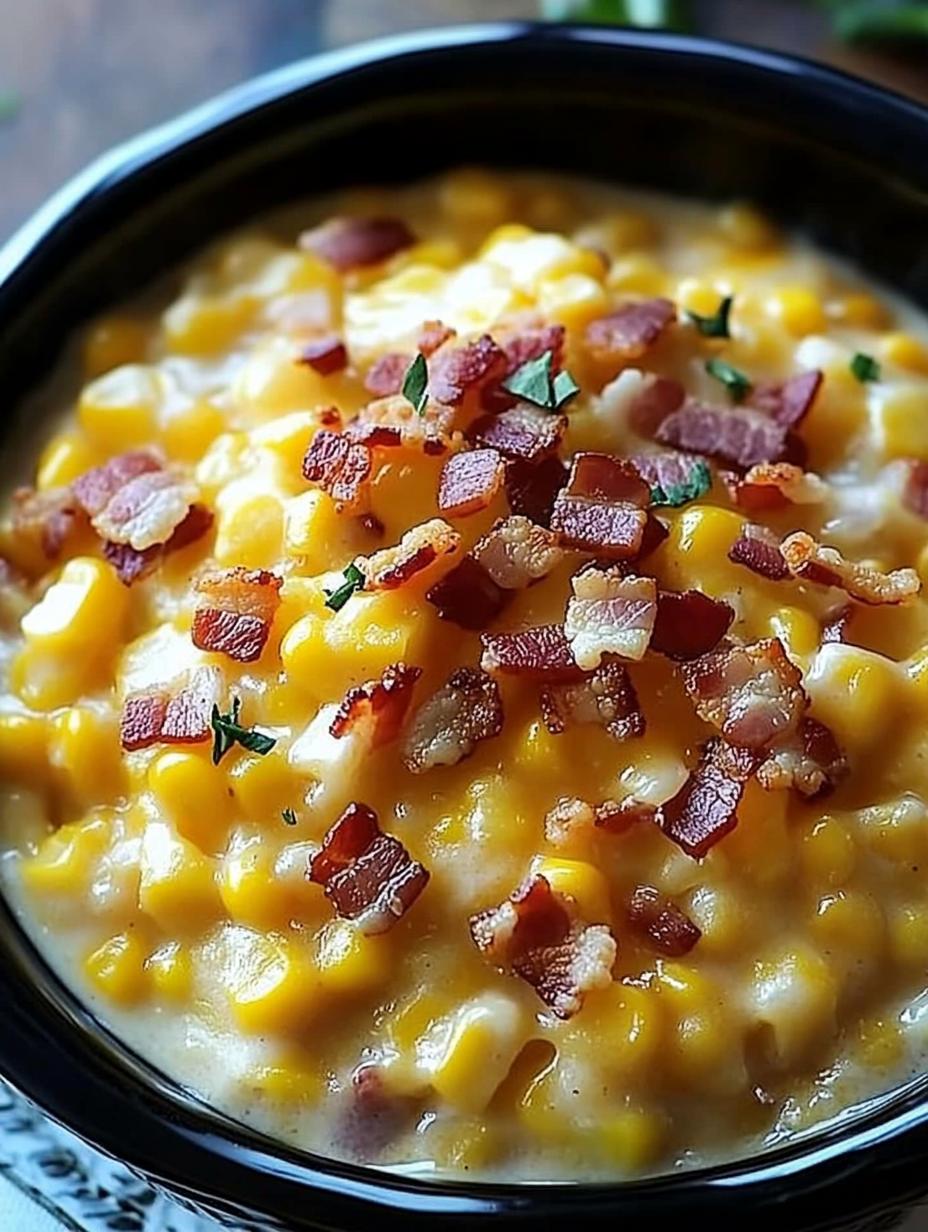 Slow Cooker Cheddar Corn with Bacon