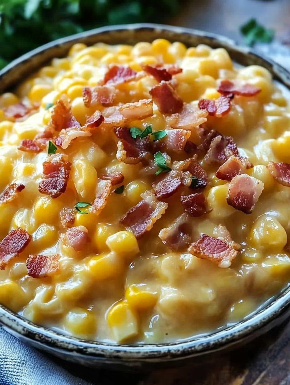 Slow Cooker Cheddar Corn with Bacon