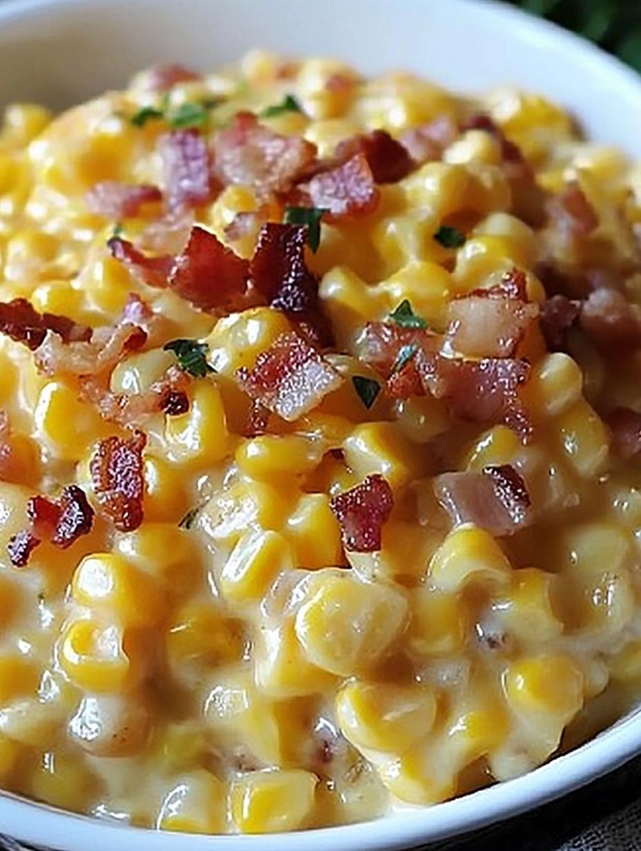 Slow Cooker Cheddar Corn with Bacon