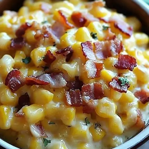 Slow Cooker Cheddar Corn with Bacon