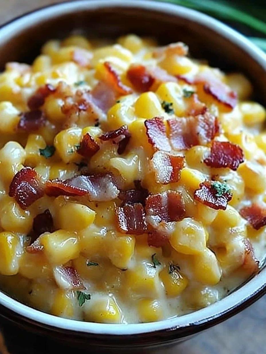 Slow Cooker Cheddar Corn with Bacon