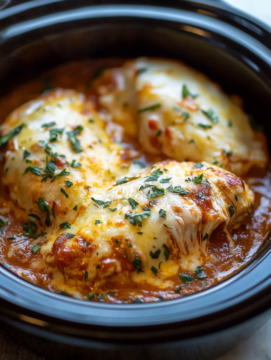 Slow Cooker Cheesy Mozzarella Chicken