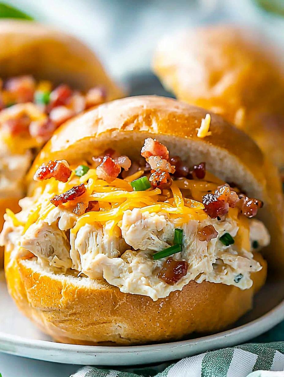 Slow Cooker Chicken Bacon Ranch Sandwiches