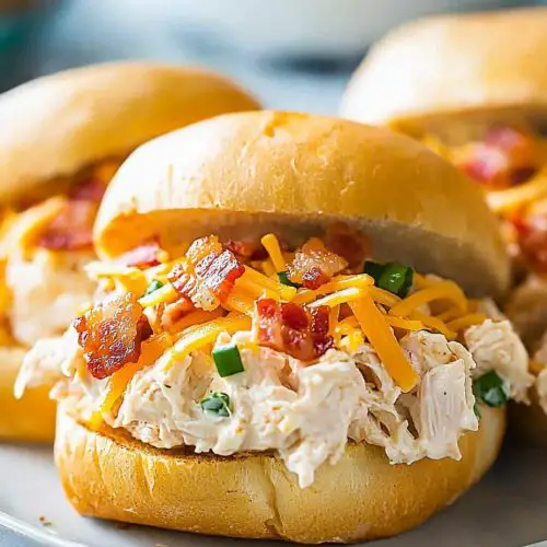 Slow Cooker Chicken Bacon Ranch Sandwiches