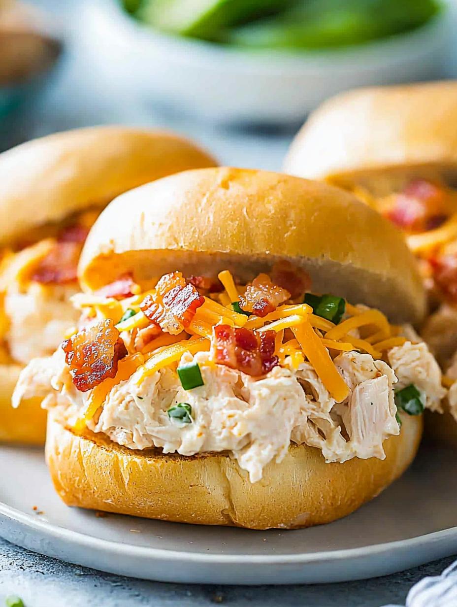 Slow Cooker Chicken Bacon Ranch Sandwiches