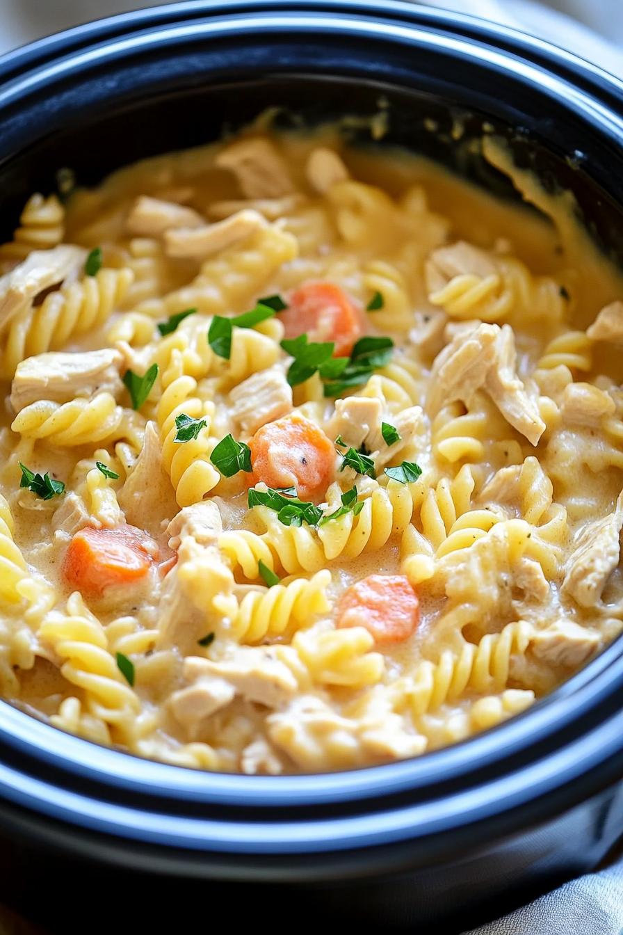 Slow Cooker Chicken Pot Pie Pasta