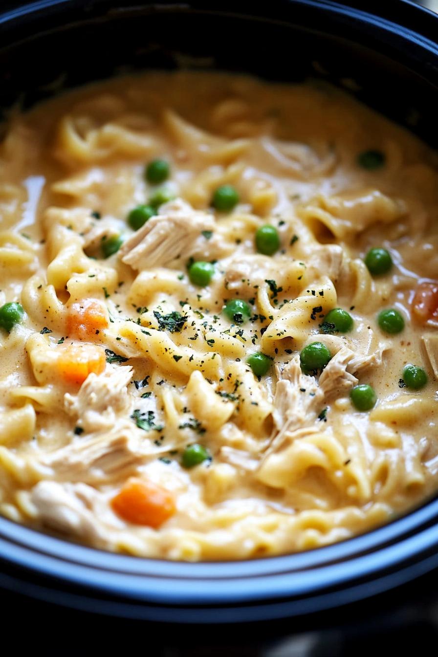 Slow Cooker Chicken Pot Pie Pasta