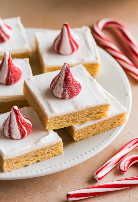 Candy Cane Kiss Sugar Cookie Bars