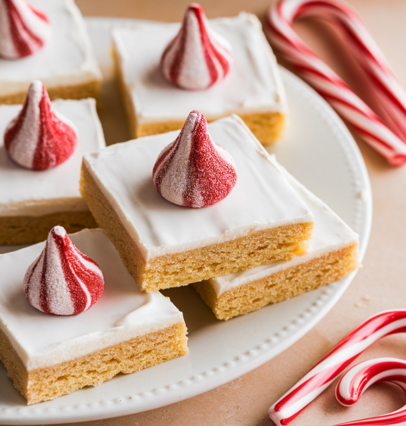 Candy Cane Kiss Sugar Cookie Bars