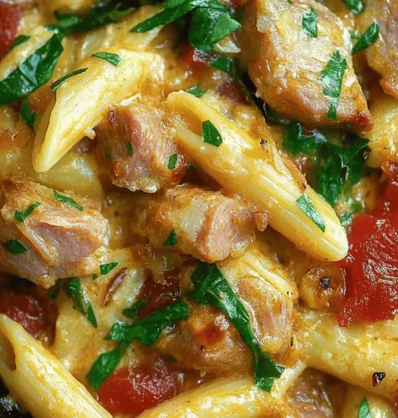 Creamy Tuscan Pork Pasta Skillet